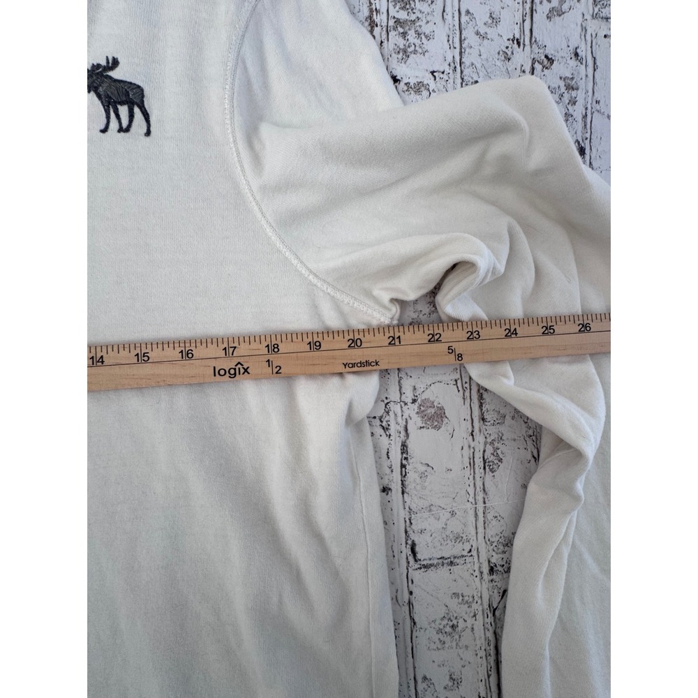 VTG Abercrombie & Fitch Men XXL White Muscle Fit V-Neck Long Sleeve Moose Shirt - Picture 4 of 5